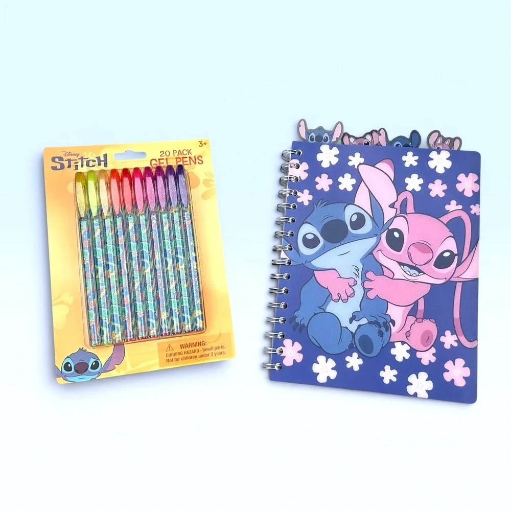 Disney Lilo & Stitch Journal and 20 Pack Glitter Gel Pens Stationery Set New